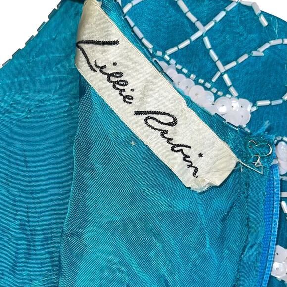 Lillie Rubin VTG Beaded Silk Sheath Dress Vintage Sequins - Picture 9 of 12